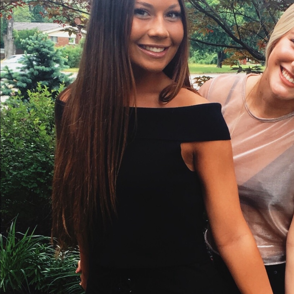 Cropped off the shoulder black top